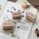 8pcs Date Week Day Mark Scrapbooking Stamps Planner Notebook Journaling Decorative DIY Card Making Hobby Wood Material Craft