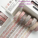 8PCS Pet Tape Rolls for Journaling Washi Tapes Vintage Pet Tapes Roll Washi Tape for Crafts Diary Masking Tape Washi Stickers