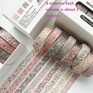 8PCS Pet Tape Rolls for Journaling Washi Tapes Vintage Pet Tapes Roll Washi Tape for Crafts Diary Masking Tape Washi Stickers