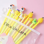 10Pcs / Set Cute Gel Pen Kawaii Random Pattern Unicorn Pony 0.5m Black Gel Ink Pen School Stationery Office Suppliers Gifts