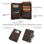 Contact's Family Leather Cigar Case With Lighter Cutter Pocket Travel Portable Humidor Box Cigars Accessories Handbag Men Gift