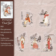 1pack/3pack  Stickers Traceable People Series 10pcs Vintage Retro Journal Backgrounds Female Ephemera Collage Base Decals