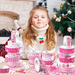 12 Rolls Christmas Pink Snowman Plaid Masking Washi Tape Party Handbook Label Sticker for Scrapbooking Diary Journal