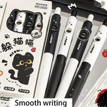 Kawaii Black & White Cat Gel Pen Set – 4 Piece Writing Pen Collection