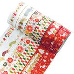 12 rolls/box, delicate Christmas pattern bronzing washi tape, suitable for holiday party DIY greeting card gift box decoration