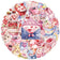 10/30/50pcs Kawaii Transparent Pink Valentine Day Stickers Decals Laptop Fridge Phone Scrapbooking Decoration Sticker Kids Toys