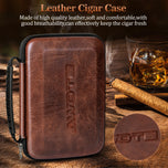 Travel Cigar Humidor Portable with 4 Cigar Tube, Leather Cigar Case Include V-Cutter, Cigar Accessories Gift for Cigar lovers