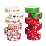 12 rolls/box, delicate Christmas pattern bronzing washi tape, suitable for holiday party DIY greeting card gift box decoration
