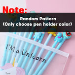 10Pcs / Set Cute Gel Pen Kawaii Random Pattern Unicorn Pony 0.5m Black Gel Ink Pen School Stationery Office Suppliers Gifts