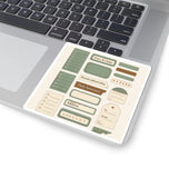 Vintage Label Kiss-Cut Stickers – Sage & Cream Planner Labels (Includes "Peace & Order," "Handcrafted Gifts," "Daily Assurance")