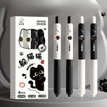 Kawaii Black & White Cat Gel Pen Set – 4 Piece Writing Pen Collection