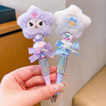 Sanrio Cartoon Crystal Sparkling Diamond Rotating Head Neutral Pen Black Cute Girl Beaded Pen kawaii  gel pen stationery