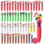10Pcs/Lot Cute Christmas Cartoon 4 Color Ballpoint Pen Kawaii Mini Pocket Pen Christmas Gift Student School Office Stationery