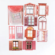 JIANQI 10 Pcs Laser Hollow Doors Windows Stickers Junk Journal Planner Scrapbooking Vintage Decorative DIY Craft Material