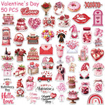 50pcs Valentine‘s Day Cake Flower Stickers Decals For Laptop Scrapbook Skateboard Helmet Guitar DIY Cartoon Aesthetic Stickers
