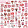 50pcs Valentine‘s Day Cake Flower Stickers Decals For Laptop Scrapbook Skateboard Helmet Guitar DIY Cartoon Aesthetic Stickers