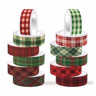 12 Rolls Christmas Plaid Masking Tape DIY Handbook Material Sticker Washi Tape Scrapbooking Birthday Gift Supplies