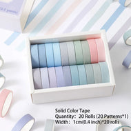 20 rolls Washi Tape Set Simple Thin Masking Tape For DIY Arts Crafts Gift Wrapping Journaling Scrapbooking Labeling Coding Deco