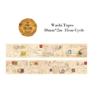 Journamm 30mm/40mm/50mm*2m Vintage Washi Tapes 35cm Cycle DIY Scrapbooking Decor Junk Journal Collage Stationery Craft Tapes