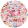 10/30/50pcs Kawaii Transparent Pink Valentine Day Stickers Decals Laptop Fridge Phone Scrapbooking Decoration Sticker Kids Toys