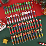 10Pcs/Lot Cute Christmas Cartoon 4 Color Ballpoint Pen Kawaii Mini Pocket Pen Christmas Gift Student School Office Stationery
