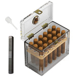 Acrylic Cigar Humidor With Hygrometer Humidifier Cedar Wood Tray Portable Humidor Box Cigar Case Fit 18-50 Smoking Accessories