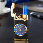 Windproof Gas Lighter Wrist Watch Cigar Lighter Outdoors Jet Double Tube Lighters Gadgets for Men Cigarette Accessories Fires