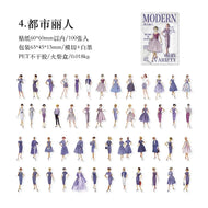 100pcs Vintage Ladies Stickers Junk Journal Ephemera Decorative Paper Doll Stickers Aesthetic Diary Album Scrapbooking Supplies