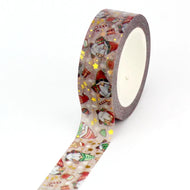 1X 10M Gold Foil Reindeer Snowflake Christmas Trees Snowman House Masking Washi Tape for Scrapbooking Planner Kawaii Papeleria