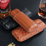 Luxury Cigar Case Cigar Humidor Holds 2 Cigars PU Leather Travel Case Smoking Accessories Men's Gift