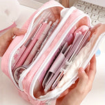 Kawaii Pencil Case 3 Layers Cute Pen Bag Large Capacity Korean Organizer Pouch for Student Back to School Supplies Stationery