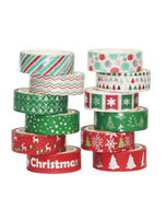 12 rolls/box of Christmas tree red green color washi tape, DIY photo album gift decoration supplies, foil stamping craft.