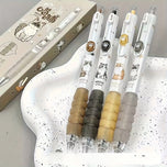 4pcs Cute Cat Gel Pens, Kawaii Meow Style Retractable Pens with Comfort Grip, Black Ink Writing Pens for Students & Stationery