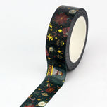 1X 10M Gold Foil Reindeer Snowflake Christmas Trees Snowman House Masking Washi Tape for Scrapbooking Planner Kawaii Papeleria