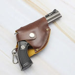 Cigar Igniter Revolver Pistol Windproof Lighter Metal Gun with Leather Cover Inflatable Cigarette Lighters & Smoking Accessories