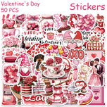 50pcs Valentine‘s Day Cake Flower Stickers Decals For Laptop Scrapbook Skateboard Helmet Guitar DIY Cartoon Aesthetic Stickers