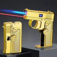 Folding Dual Form Lighter Creative Decompression Gyroscope Deformation Lighter Gas Electric Dual Use Windproof Lighter