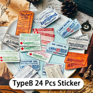22Pcs France Style Vintage Stickers Junk Journal Ephemera Retro Label DIY Album Aesthetic Bottle Stickers Scrapbooking Material