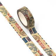 1PC 10M Decorative Retro Postage Stamps Washi Tape for Christmas Gift Wrap Planner Adhesive Masking Tape Cute Papeleria