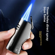 JOBON new Triple Torch Jet Metal Lighter Pipe Lighter with Cigar Cutter Visible Transom Windproof Flame Accessories Gadgets Men