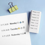 7-layer stamp set includes designs for days of the week, weather, and more. It is perfect for handicrafts