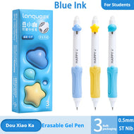 Kawaii Click Erasable Gel Pen Friction Thermo Erasable Pen with Grip for Students Smooth Writing Blue Black School Stationery