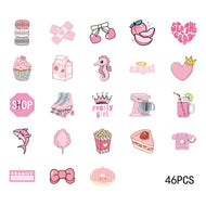 46pcs Valentine's Day Theme Pattern Stickers, Suitable for Valentine Parties, Photo Albums, Notebooks, Phone Cases, Water Bottle