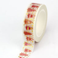 1X 10M Gold Foil Reindeer Snowflake Christmas Trees Snowman House Masking Washi Tape for Scrapbooking Planner Kawaii Papeleria