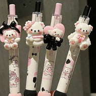 4Pcs/Set Kawaii Cat Gel Pens 0.5mm Quick-Dry Black Ink-Smooth Writing Retractable Pens Cute Stationery Student Reward Gifts