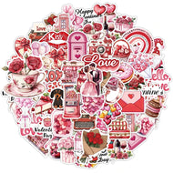 10/30/50pcs Cute Cartoon Red Pink Valentine Day Graffiti Stickers DIY Laptop Phone Fridge Scrapbook Decoration Sticker Decals