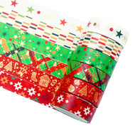 12 rolls/box, delicate Christmas pattern bronzing washi tape, suitable for holiday party DIY greeting card gift box decoration