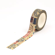 1PC 10M Decorative Retro Postage Stamps Washi Tape for Christmas Gift Wrap Planner Adhesive Masking Tape Cute Papeleria