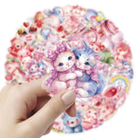 10/30/50pcs Cute Pink Valentines Day Cartoon Stickers Transparent Decals DIY Luggage Phone Laptop Love Confession Sticker Gift