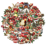 50PCS Retro Christmas Party Decoration Christmas Gift Stickers Phone Cases, Water Cups, Tablet Labels Waterproof Stickers